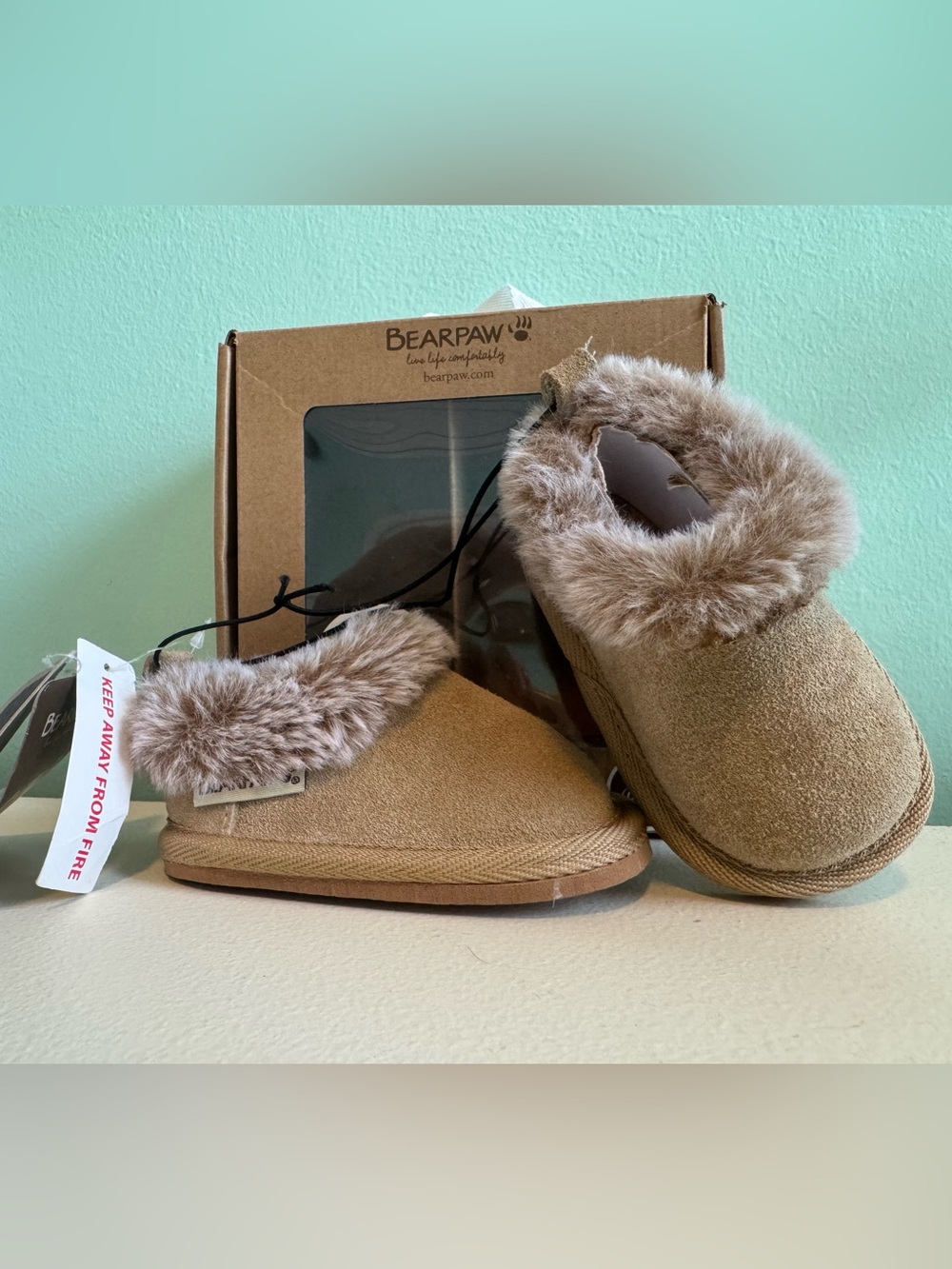 BearPaw Infant Faux-Fur Plush Slip-On Booties *NWT*